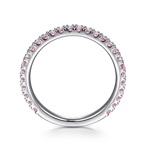 14K White Gold Pink Created Zircon Stackable Ring