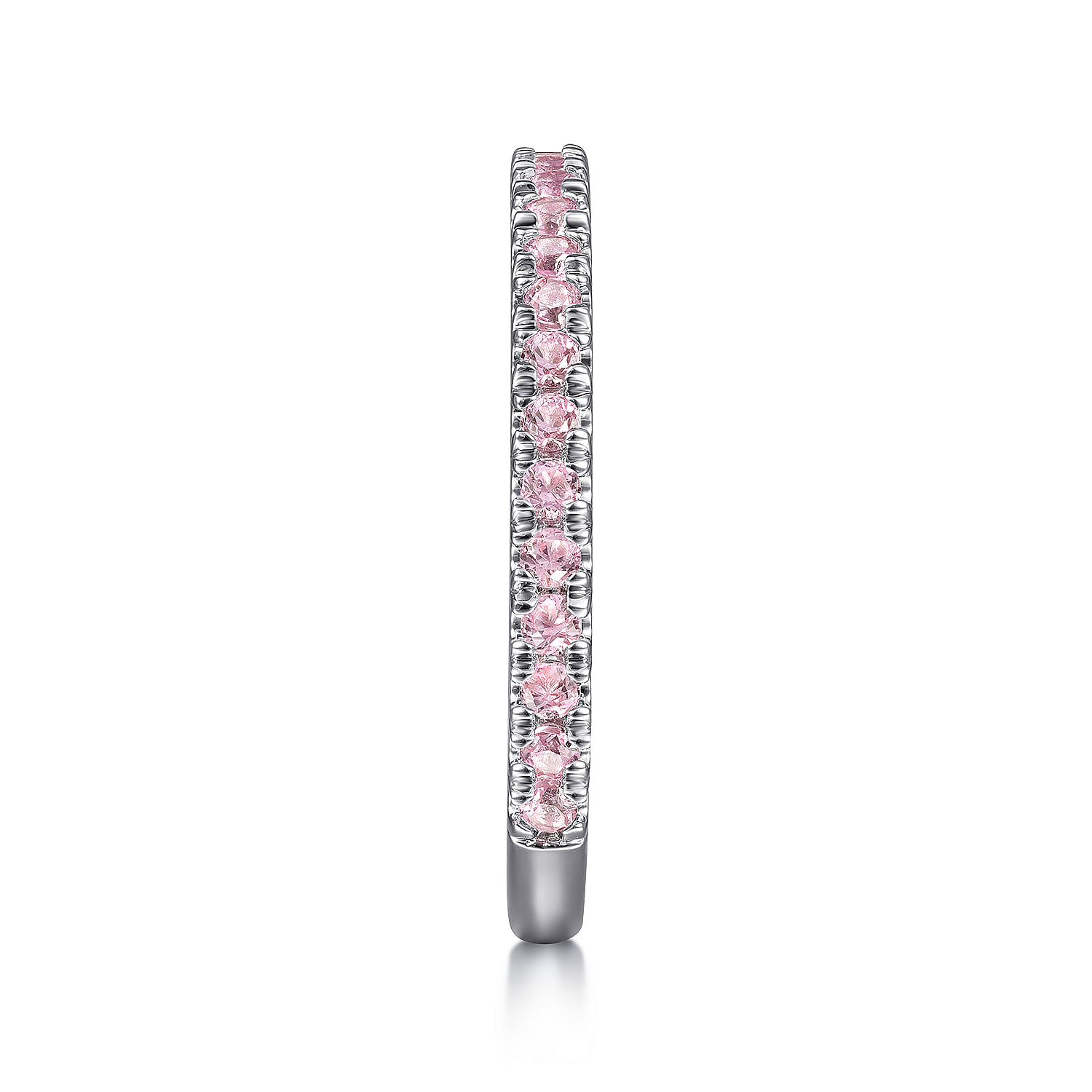 14K White Gold Pink Created Zircon Stackable Ring