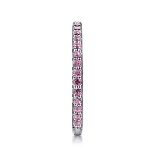 14K White Gold Pink Sapphire Stackable Ladies Ring