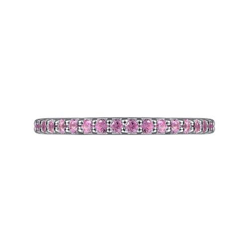 14K White Gold Pink Sapphire Stackable Ladies Ring