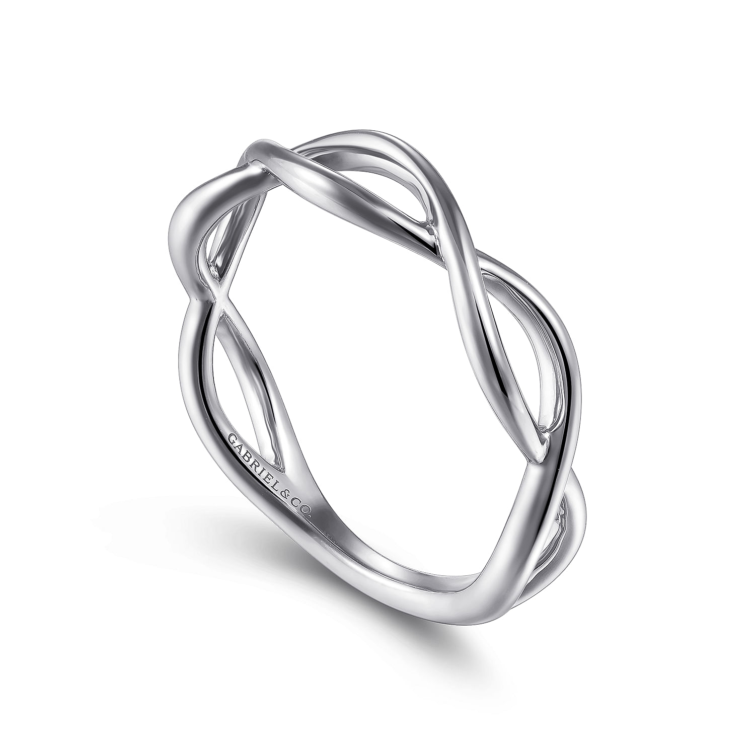 14K White Gold Plain Twisted Stackable Ring