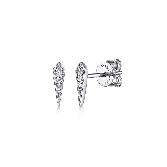 Gabriel - 14K White Gold Pointed Diamond Bar Stud Earrings