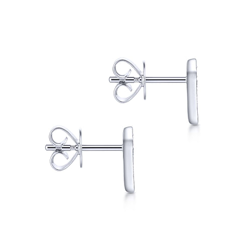 14K White Gold Pointed Diamond Bar Stud Earrings