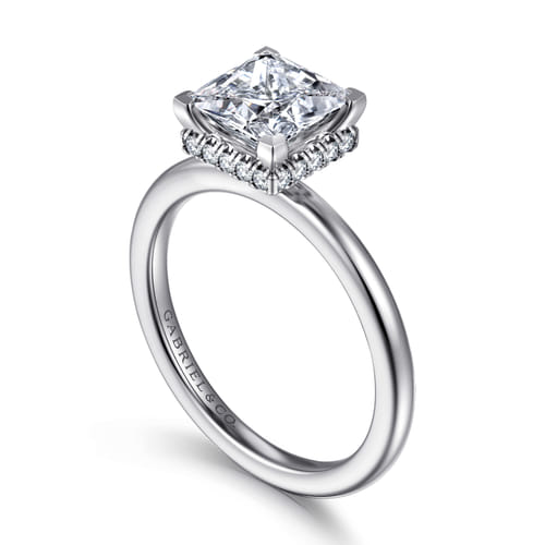 14K White Gold Princess  Diamond Engagement Ring