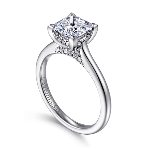 14K White Gold Princess Cut  Diamond Engagement Ring