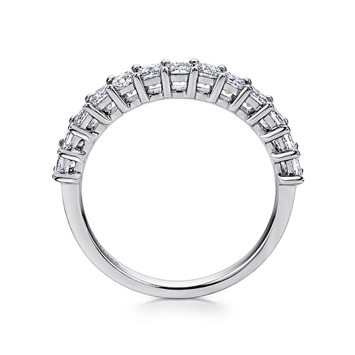 14K White Gold Princess Cut 13 Stone Prong Set Diamond Wedding Band