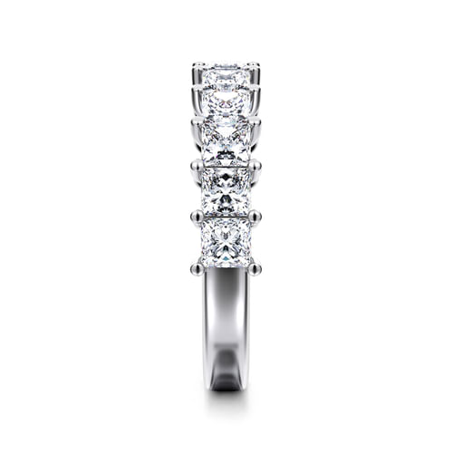 14K White Gold Princess Cut 13 Stone Shared Prong Diamond Anniversary Band