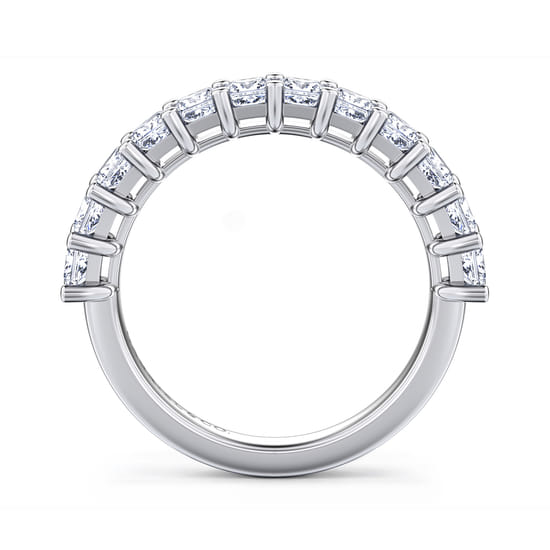 14K White Gold Princess Cut 13 Stone Shared Prong Diamond Anniversary Band angle 2
