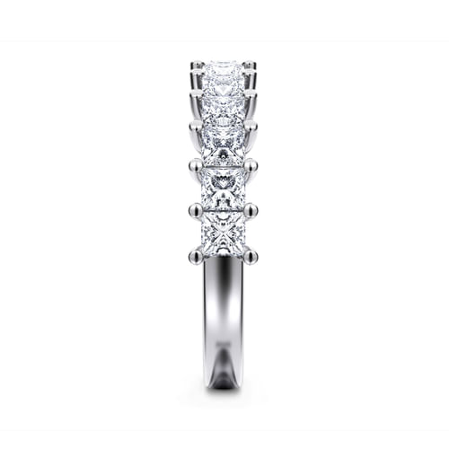 14K White Gold Princess Cut 13 Stone Shared Prong Diamond Anniversary Band