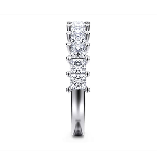 14K White Gold Princess Cut 13 Stone Shared Prong Diamond Anniversary Band angle 4