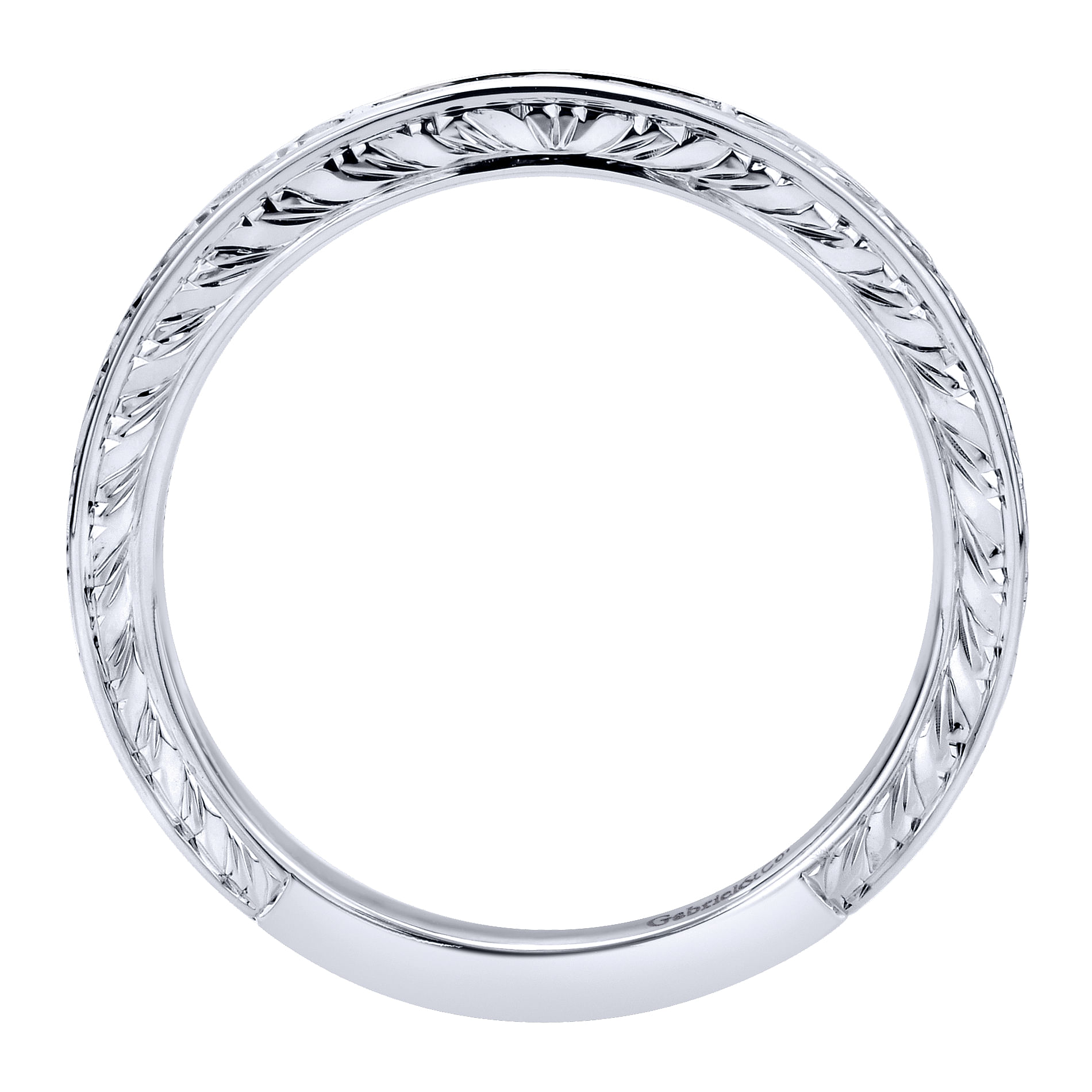 14K White Gold Princess Cut 5 Stone Channel Set Diamond Wedding Band with Engraving