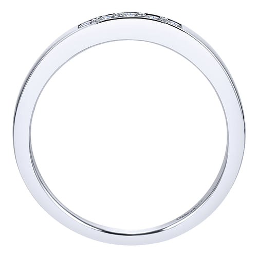 14K White Gold Princess Cut 5 Stone Prong Channel Set Diamond Wedding Band