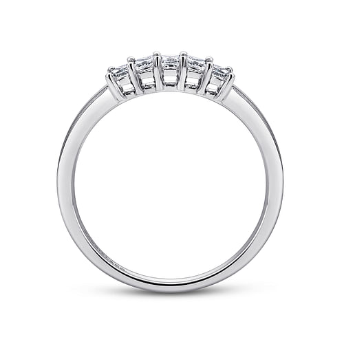 14K White Gold Princess Cut 5 Stone Prong Set Diamond Wedding Band