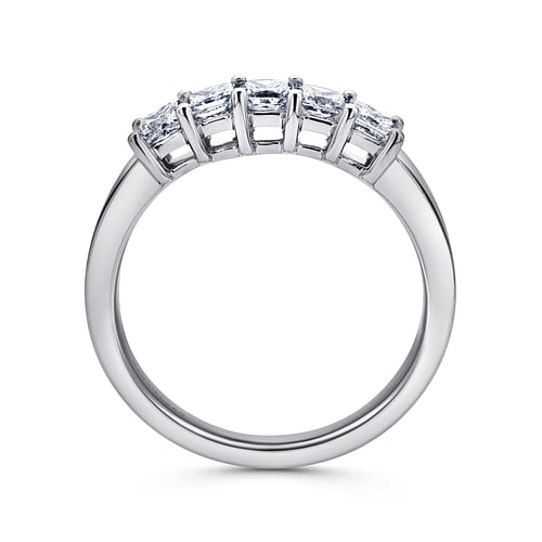 14K White Gold Princess Cut 5 Stone Prong Set Diamond Wedding Band