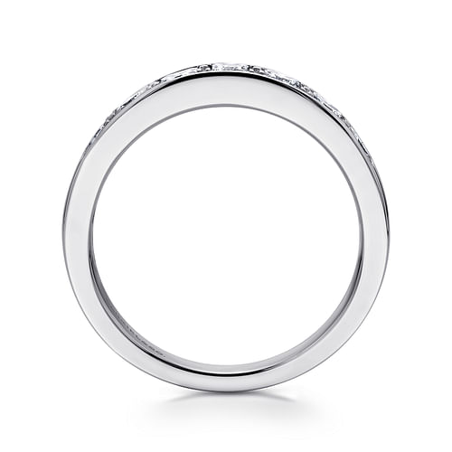 14K White Gold Princess Cut 7 Stone Prong Channel Set Diamond Wedding Band