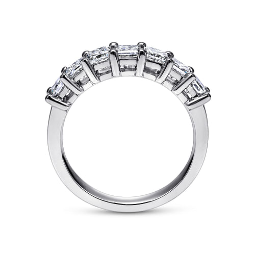 14K White Gold Princess Cut 7 Stone Prong Set Diamond Wedding Band