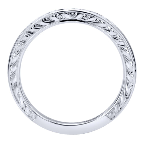 14K White Gold Princess Cut 9 Stone Channel Set Diamond Wedding Band with Engraving
