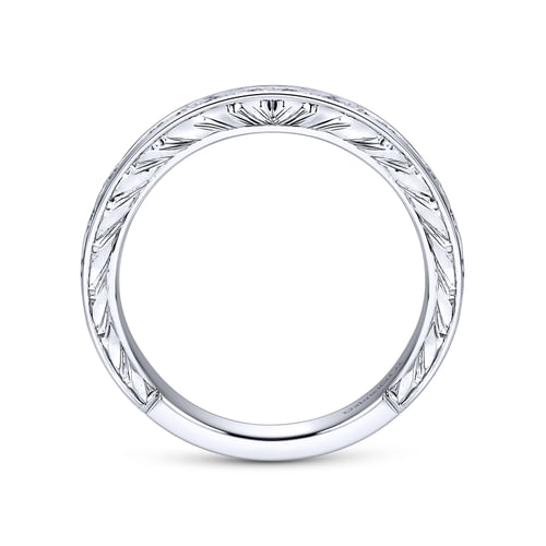 14K White Gold Princess Cut 9 Stone Channel Set Diamond Wedding Band with Engraving