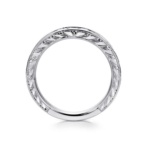 14K White Gold Princess Cut 9 Stone Channel Set Diamond Wedding Band with Engraving
