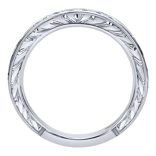 14K White Gold Princess Cut 9 Stone Channel Set Diamond Wedding Band with Engraving