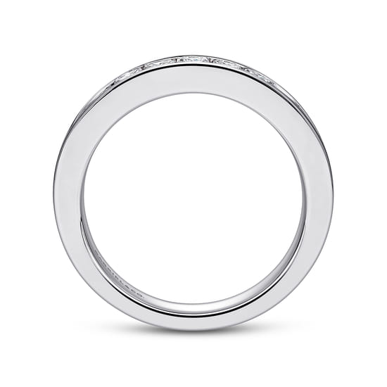 14K White Gold Princess Cut 9 Stone Channel Set Diamond Wedding Band angle 2