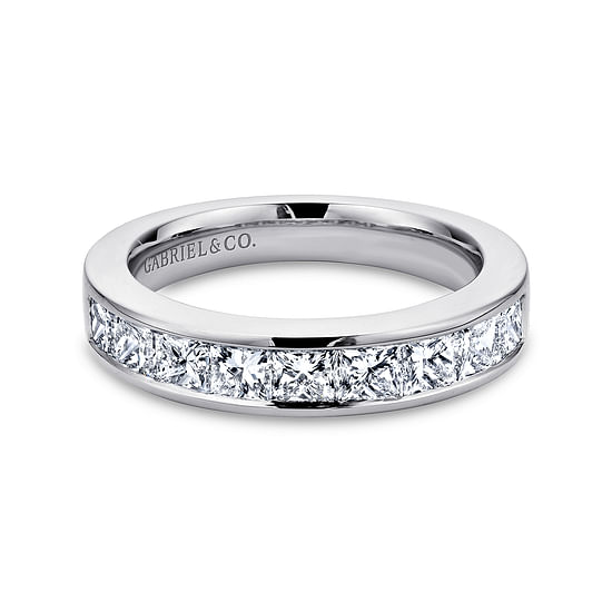 Gabriel - 14K White Gold Princess Cut 9 Stone Channel Set Diamond Wedding Band