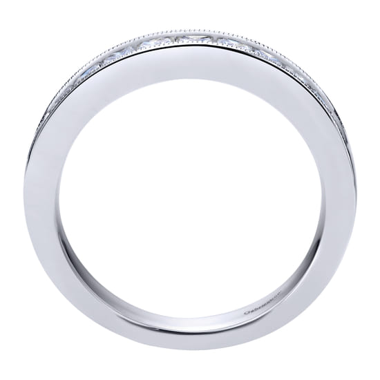 14K White Gold Princess Cut 9 Stone Channel Set Diamond Wedding Band angle 2