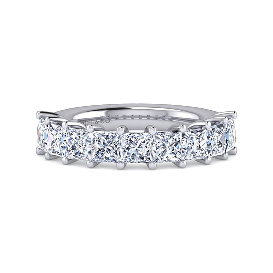 Gabriel - 14K White Gold Princess Cut 9 Stone Shared Prong Diamond Anniversary Band