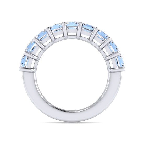 14K White Gold Princess Cut 9 Stone Shared Prong Diamond Anniversary Band angle 2