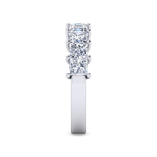 14K White Gold Princess Cut 9 Stone Shared Prong Diamond Anniversary Band angle 4