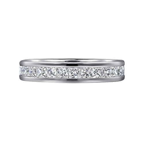 14K White Gold Princess Cut Channel Prong Set Diamond Anniversary Band