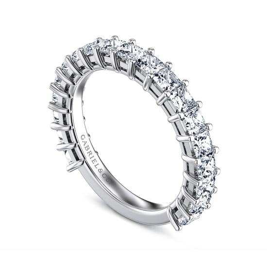 14K White Gold Princess Cut Diamond Anniversary Band angle 3 14K White Gold Princess Cut Diamond Anniversary Band angle 3