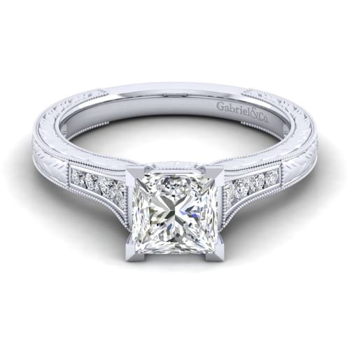14K White Gold Princess Cut Diamond Channel Set Engagement Ring