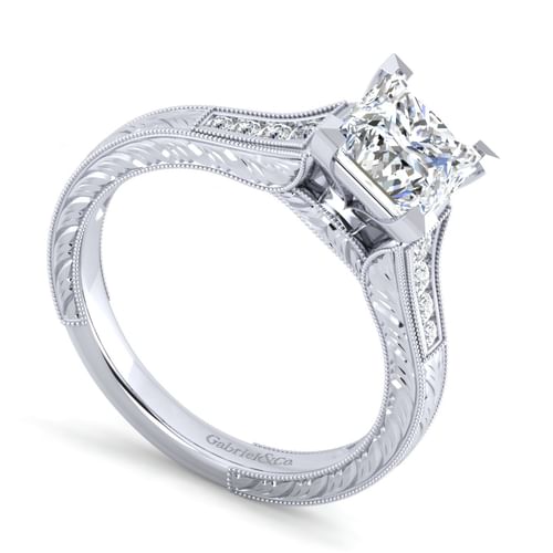 14K White Gold Princess Cut Diamond Channel Set Engagement Ring