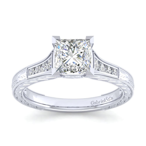 14K White Gold Princess Cut Diamond Channel Set Engagement Ring