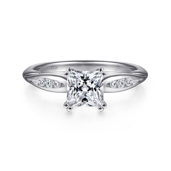 Gabriel - 14K White Gold Princess Cut Diamond Channel Set Engagement Ring