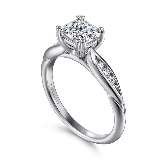 14K White Gold Princess Cut Diamond Channel Set Engagement Ring angle 3