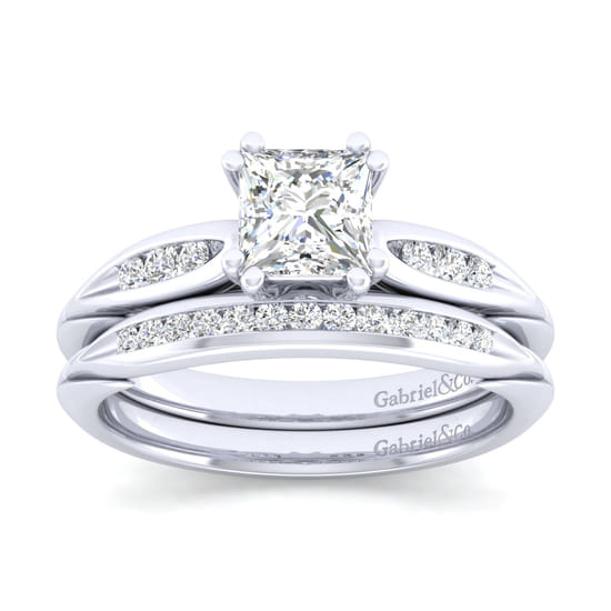 14K White Gold Princess Cut Diamond Channel Set Engagement Ring angle 4