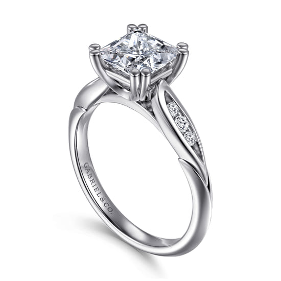 14K White Gold Princess Cut Diamond Channel Set Engagement Ring angle 3