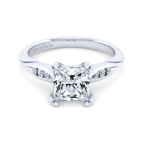 14K White Gold Princess Cut Diamond Channel Set Engagement Ring
