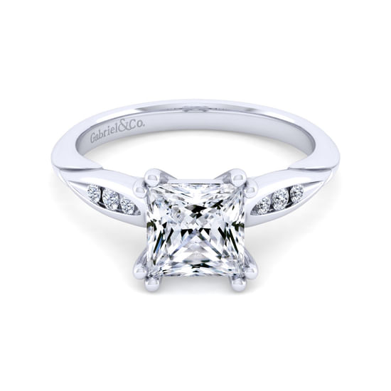 Gabriel - 14K White Gold Princess Cut Diamond Channel Set Engagement Ring