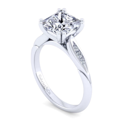 14K White Gold Princess Cut Diamond Channel Set Engagement Ring