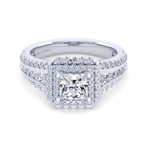 14K White Gold Princess Cut Diamond Channel Set Engagement Ring