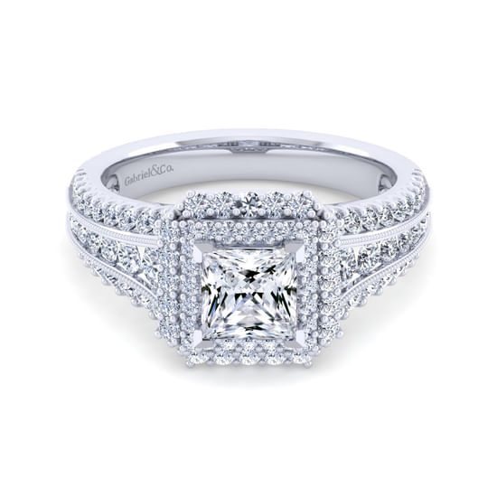 Gabriel - 14K White Gold Princess Cut Diamond Channel Set Engagement Ring