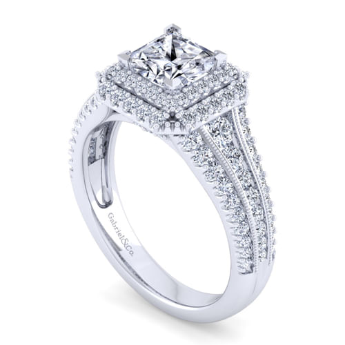 14K White Gold Princess Cut Diamond Channel Set Engagement Ring