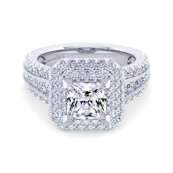 Gabriel - 14K White Gold Princess Cut Diamond Channel Set Engagement Ring