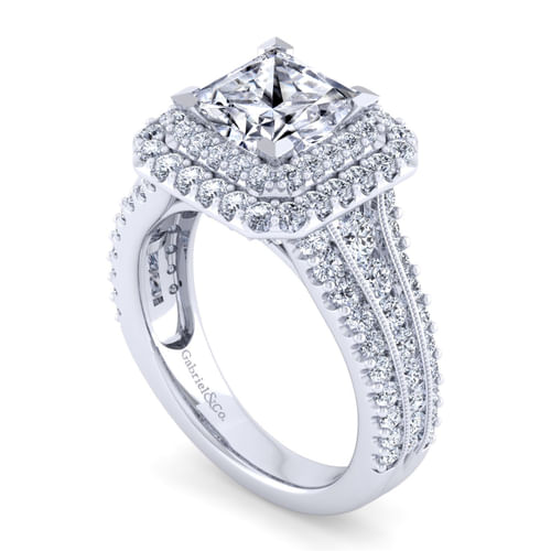 14K White Gold Princess Cut Diamond Channel Set Engagement Ring