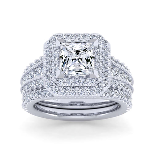 14K White Gold Princess Cut Diamond Channel Set Engagement Ring