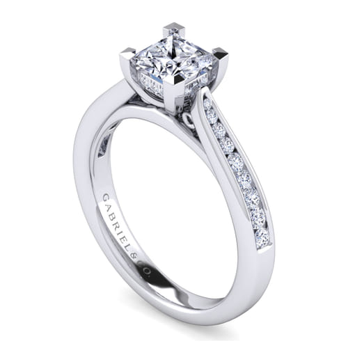 14K White Gold Princess Cut Diamond Channel Set Engagement Ring