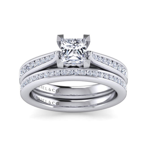 14K White Gold Princess Cut Diamond Channel Set Engagement Ring